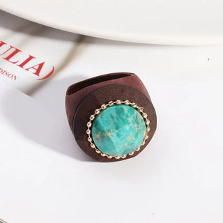 Faceted Natural Stone and Wood Rings for Women Vintage Boho Rings Wholesale