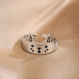 Korean Style Cat Rings for Women Men Trendy Finger Ring Jewelry Cute Gift Resizable