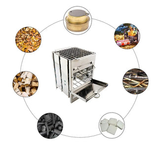 Stainless Steel Square Wood Stove Foldable Grill Outdoor Mini Charcoal Portable Bbq Picnic Stoves For Household Family Dinner