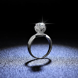 YHAMN High Quality PT950 Platinum Ring Twined Three-Dimensional Flower 1 Carat Moissanite Ring Women Temperament Elegant Jewelry