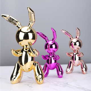 Cute Balloon Rabbit Statue Resin Sculpture Animal Figures Home Decor Modern Nordic Home Decoration Accessories for Living Room