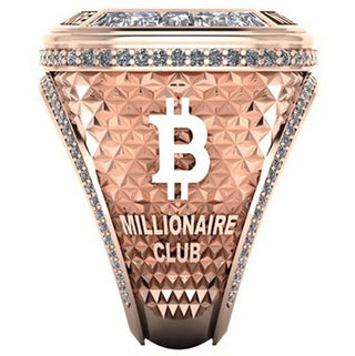 Luxury Fashion Rose Gold Cubic Zirconia Rings for Women Trendy Designer Bitcoin Crystal Engagement Ring Unisex Mens Jewellery