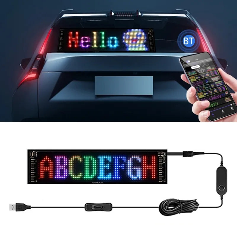 LED Pixel Panel Scrolling Advertising Car Rear Window Signs Flexible Addressable USB 5V Scrolling Text Animation Display D7YA