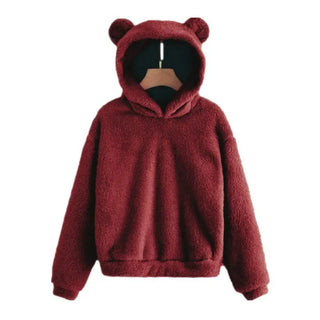 Autumn Winter New Plush Rabbit Ear Hooded Double-sided Velvet Warm Cute Sweater Casual Home Loose Pullover Fashion Tops