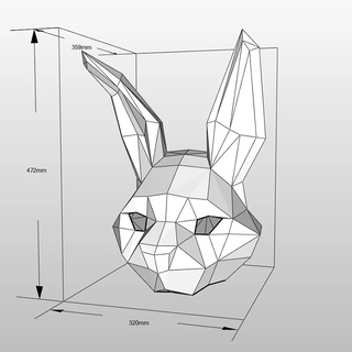 3D Paper Model Wearable Mask Rabbit Animal Cosplay DIY Papercraft Origami Headgear Christmas Halloween Prom Party Girls Gift