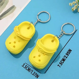 Plastic Silicone 3D Slipper Sandal Keychain For Women Men Mini EVA Croc Shoes Key Chains Bag Backpack Pendant Keyring Friend Gif