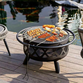 Fire Pit Outdoor Wood Burning Fire Pits Heating Large Steel BBQ Grill Firepit Bowl Heater Portable Brazier Outdoor Grill Stove