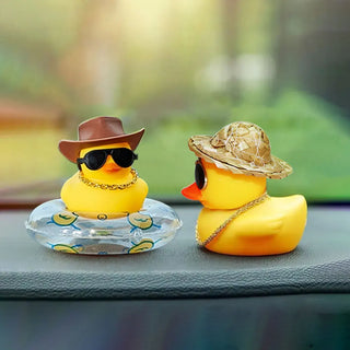 Christmas Rubber Ducks Yellow Ducky Car Ornament Dashboard Decor Cute Squeak Duckies Ornaments Interior Accessories