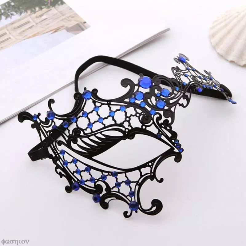 Chinese Style Metal Inlaid Red Diamond Ultra Thin Birthday Party Fashion Sexy Eye Mask Dance Performance Half Face Princess Mask