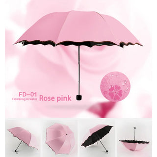 Creative Magic Water Blossom Umbrella Women Fashion Folding Flouncing Umbrella Double Layer Windproof Inside/Outside Uv Umbrella