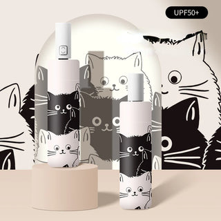 Cat Umbrellas Automatic Folding Rain And Sun Dual-Use Umbrella Black Coating Anti UV Kids Portable Parasol Girls Boys