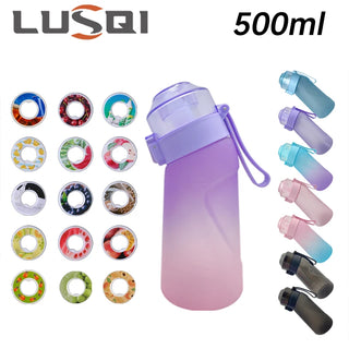 LUSQI 500ml Water Bottle With 1pc Random Flavor Pods Portable Transparent With Straw Leak Proof Suitable for Outdoor Sports