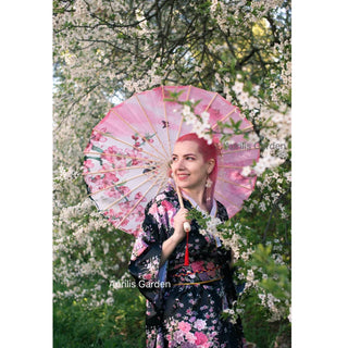 Silk Cloth Women Umbrella Japanese Cherry Blossoms Ancient Dance Umbrella Decorative Umbrella Chinese Style Oil Paper Umbrella