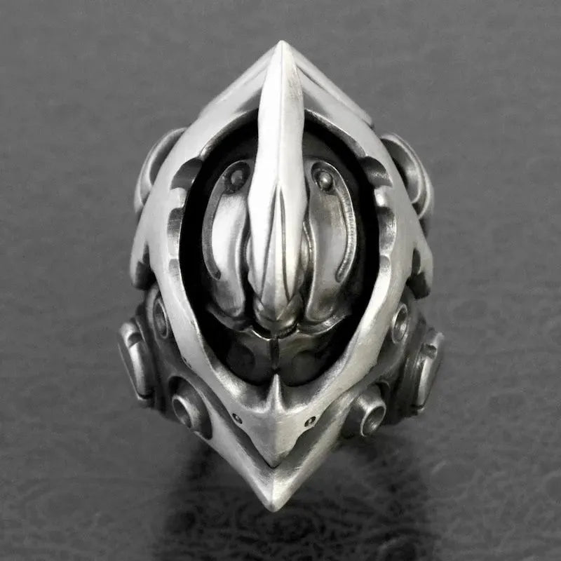 Men Stainless Steel Ring Gothic Punk Alien Mecha Rings for Men Women Engagement Wedding Ring Motorcycle Party Jewelry Gifts