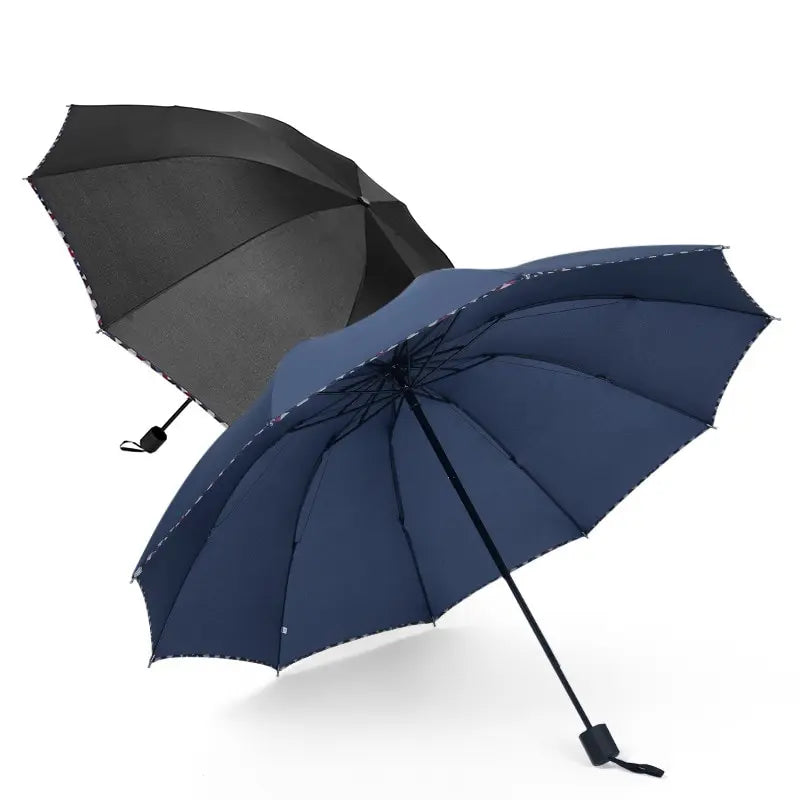 Folding Umbrella Ten Bones Bumper Wind-resistant Rainproof Cloth Sunny Rainy Dualuse Universal Double Business Umbrella