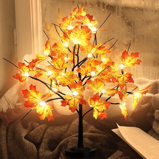 Artificial Maple Tree Cherry Ball Led Desktop Tree Christmas Decor Fake Plant Halloween Decoration Christmas Tree Halloween Dec