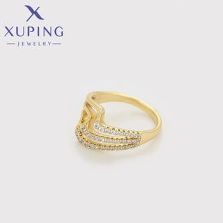 Xuping Jewelry Fashion New Arrival Exquisite Geometry Shape Light Gold Color Rings for Women Girls Wedding Gifts X000801833