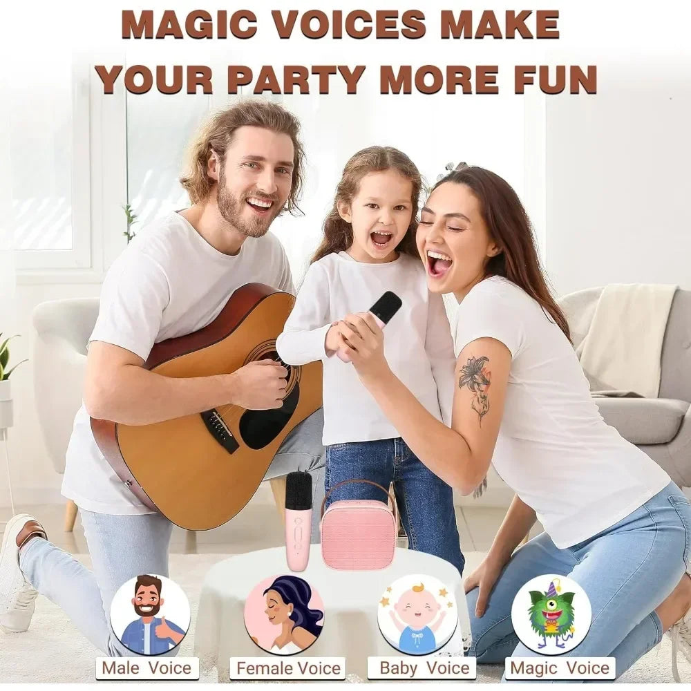 Mini Karaoke Machine for Kids,Portable Bluetooth Speaker with 2 Wireless Microphones for Kids and Adults Birthday Party Home