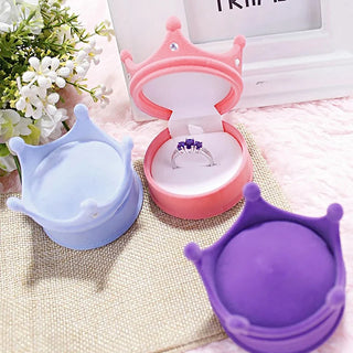 Princess Crown Shaped Ring Box Flocking Proposal Show Love Girl Jewelry Box Earrings Stud Pendant Display Ring Storage Gift Box