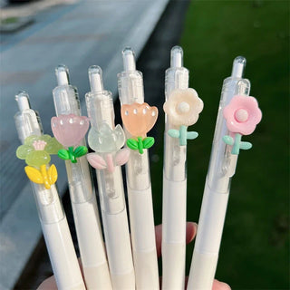 1/2pcs Cute Mini Flower Gel Pens Black Ink Neutral Pens Kawaii Korean Stationery Kids Gifts Writing Tools School Office Supplies