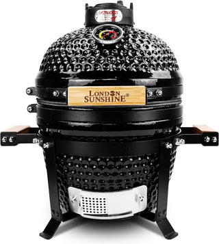 London Sunshine Ceramic BBQ Charcoal Kamado Grill 13 inch Portable Tabletop BBQ Grill Black