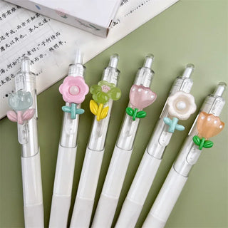 1/2pcs Cute Mini Flower Gel Pens Black Ink Neutral Pens Kawaii Korean Stationery Kids Gifts Writing Tools School Office Supplies