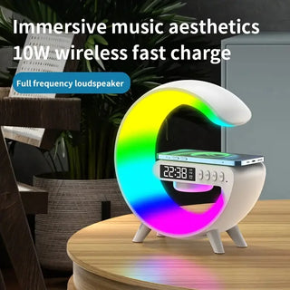 New G63 BlueTooth Speaker Ambient Light Wireless Charging Music Alarm Clock Support Tf Aux Small G BlueTooth Speaker Sound box