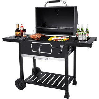 30-Inch Charcoal Grill, Deluxe BBQ Smoker Picnic Camping Patio Backyard Cooking, Black, Large