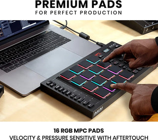 Akai Professional MPC Studio MIDI Controller Beat Maker with 16 Velocity Sensitive RGB Pads, Full MPC 2 Software, assignable Tou