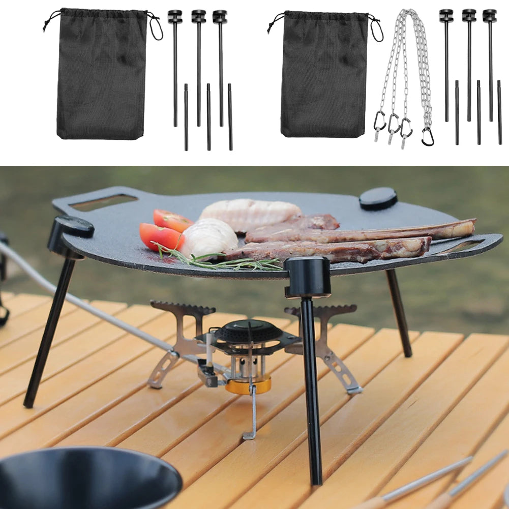 Detachable Grill Kit Vertical Tripod Grill BBQ Tray Support Triangular Bracket Portable Tripod Outdoor Camping Griddle Grill