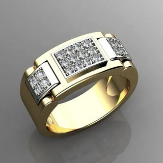 Delicate Men Rings Square White Stone Gold Color Classic Design Party Accessories Gift