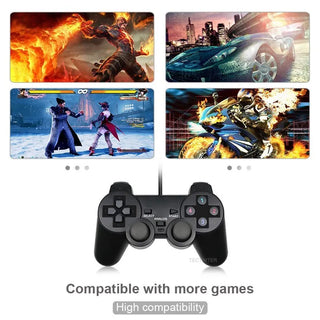 USB Wired PC Game Controller Gamepad For WinXP/Win7/Win8/Win10 Joypad For PC Windows Computer Laptop Black Game Joystick