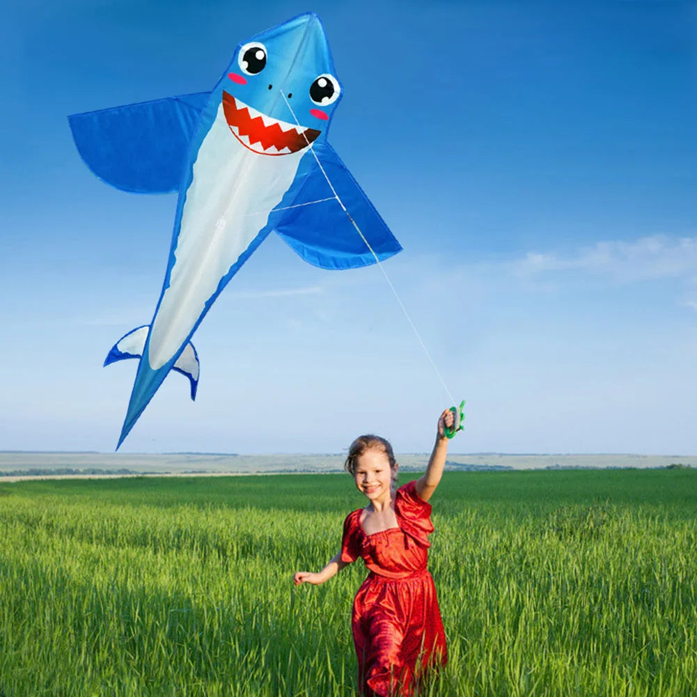 Large Soft Kite Shark Shaped Kite Nylon Kite Line Animated Kites Flying Inflatable Drag kite Flying Toys For Kids Outdoor Toys