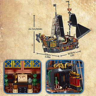 Pirate Ship Building Blocks Sailing Storm Ship MOC Model Bricks Kits Creative Desktop Decoration Children