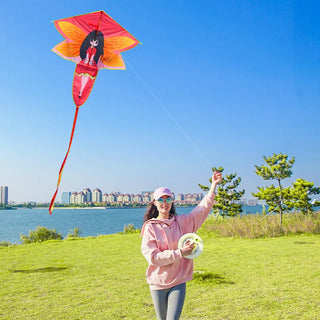 YongJian Flower Fairy Kite for Kids Easy to Fly cartoon children kite Beach Trip with 328ft String Colorful Easy for Beginner