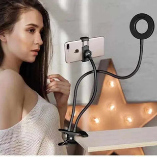 2 in 1 Mobile Phone Fill Light With Phone Holder for Selfie Live Digital Influencer Desktop  Photography LED Video Ring Light