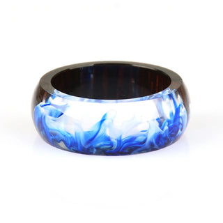 2020 New Hot Sale Unisex Charm Clear Wood Resin Ring Handmade 5 Colors Epoxy Ring Colorful Round Personality Rings for Women