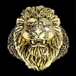 Fashion Lion Head Ring Punk Lion Head Statue Ring Hip Hop Ring Men