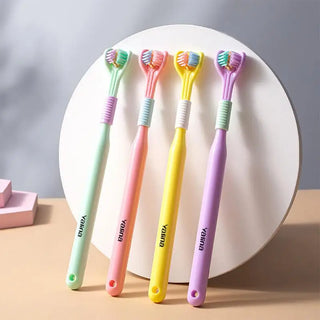 360 Degree Adult Three-head Toothbrush High Color Value Three-sided Toothbrush Scraping Tongue Coating Cleaning Soft Hair Tooth