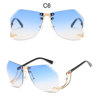 Irregular Rimless Sunglasses Women Brand Designer Alloy Frame Oversize Gradient Sun Glasses Fashion Female Clear Shades