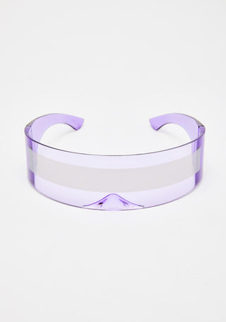 Fashion Siamese Futuristic Wrap Around Costume Sunglasses Luxury Brand Designer Mask Novelty Glasses Purple Blue Goggle