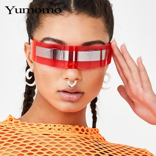 Fashion Siamese Futuristic Wrap Around Costume Sunglasses Luxury Brand Designer Mask Novelty Glasses Purple Blue Goggle