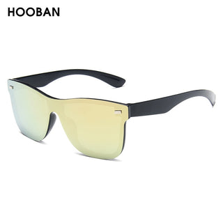 HOOBAN Fashion Rimless Sunglasses Men Vintage Square One-piece Lens Sun Glasses Stylish Brand Woman Sunglass Oculos De Sol