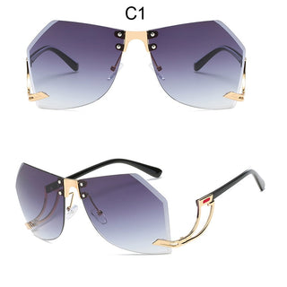 Irregular Rimless Sunglasses Women Brand Designer Alloy Frame Oversize Gradient Sun Glasses Fashion Female Clear Shades