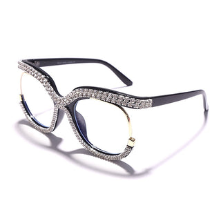 Retro Square Optical Glasses Frames Men Women Crystal Luxury Glasses Clear Lens Eyeglasses Frame Diamond Eyewear Prescription