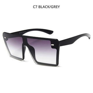 Oversized Square Sunglasses Women Men Luxury Big One Piece Lens Shades Flat Top Black Glasses For Ladies UV400