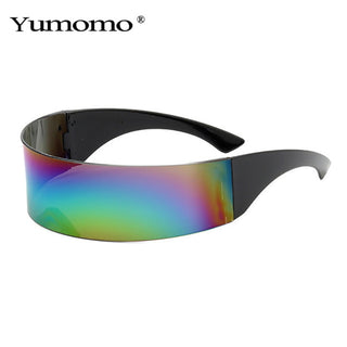 Fashion Siamese Futuristic Wrap Around Costume Sunglasses Luxury Brand Designer Mask Novelty Glasses Purple Blue Goggle