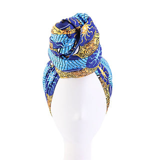 African Printed Turban Big Flower Ankara Dashiki Women Party Wedding Headwear Bandana Muslim Hijab Long Turban Hair Accessories