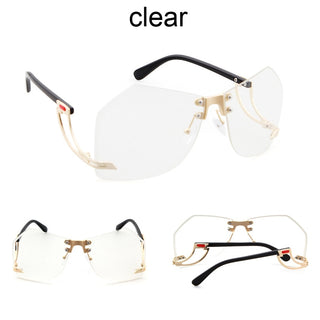 Irregular Rimless Sunglasses Women Brand Designer Alloy Frame Oversize Gradient Sun Glasses Fashion Female Clear Shades