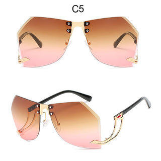 Irregular Rimless Sunglasses Women Brand Designer Alloy Frame Oversize Gradient Sun Glasses Fashion Female Clear Shades